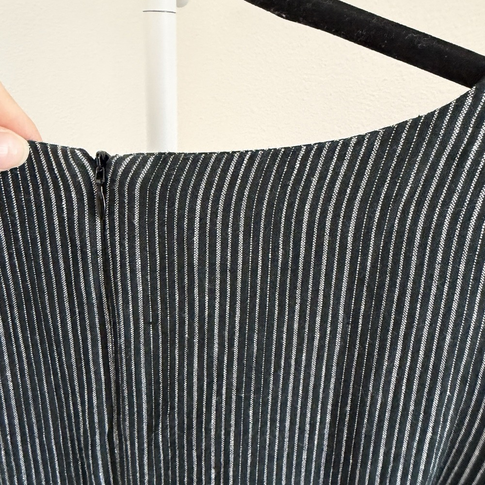 Liv By Habitat Jumpsuit Womens Large Black Striped 100% Linen Wide Leg Lagenlook - Picture 8 of 11